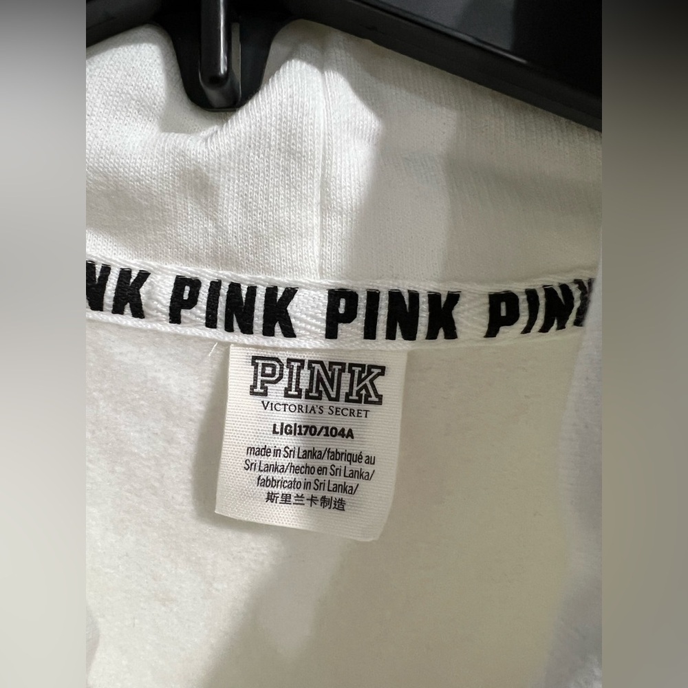 NEW NIP VS PINK Victoria Secret white sequins cowl neck crop sweatshirt L large - Picture 5 of 7